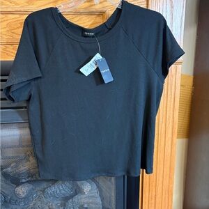 Apt. 9 Black Ribbed Short Sleeve Tee